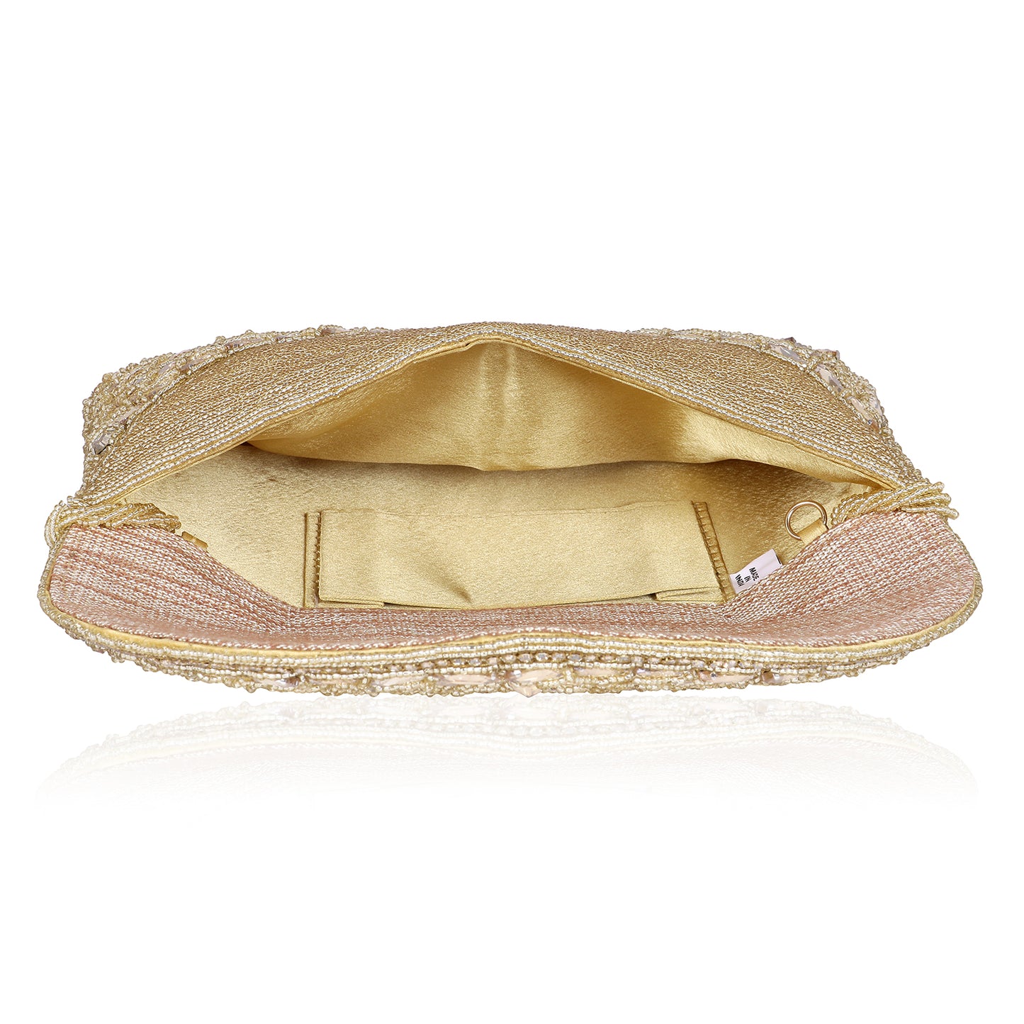 QANISHA ROSHNI – Premium Hand Zari Embroidered Bridal Clutch with Dual Handle Options