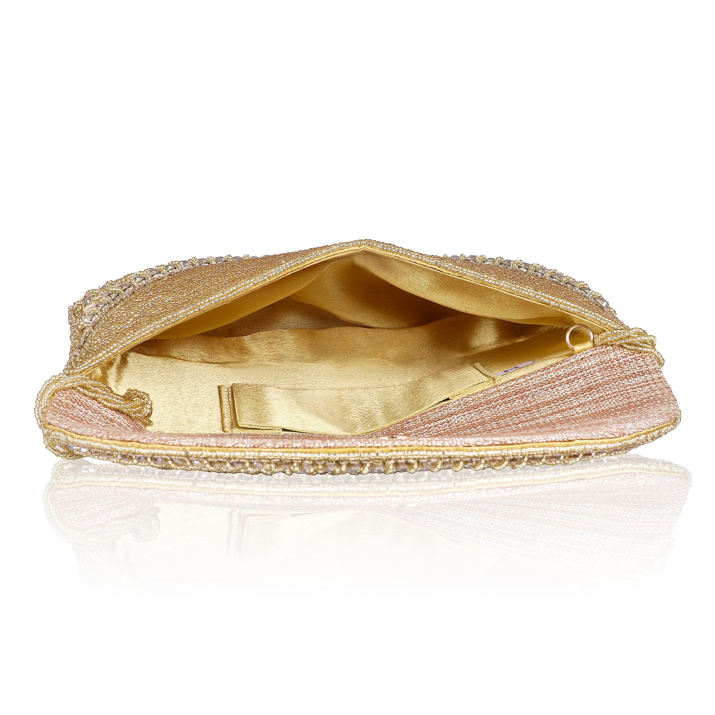 QANISHA  RUHANI – Luxury Hand-Zari Embroidered Bridal Clutch with Dual Carrying Options