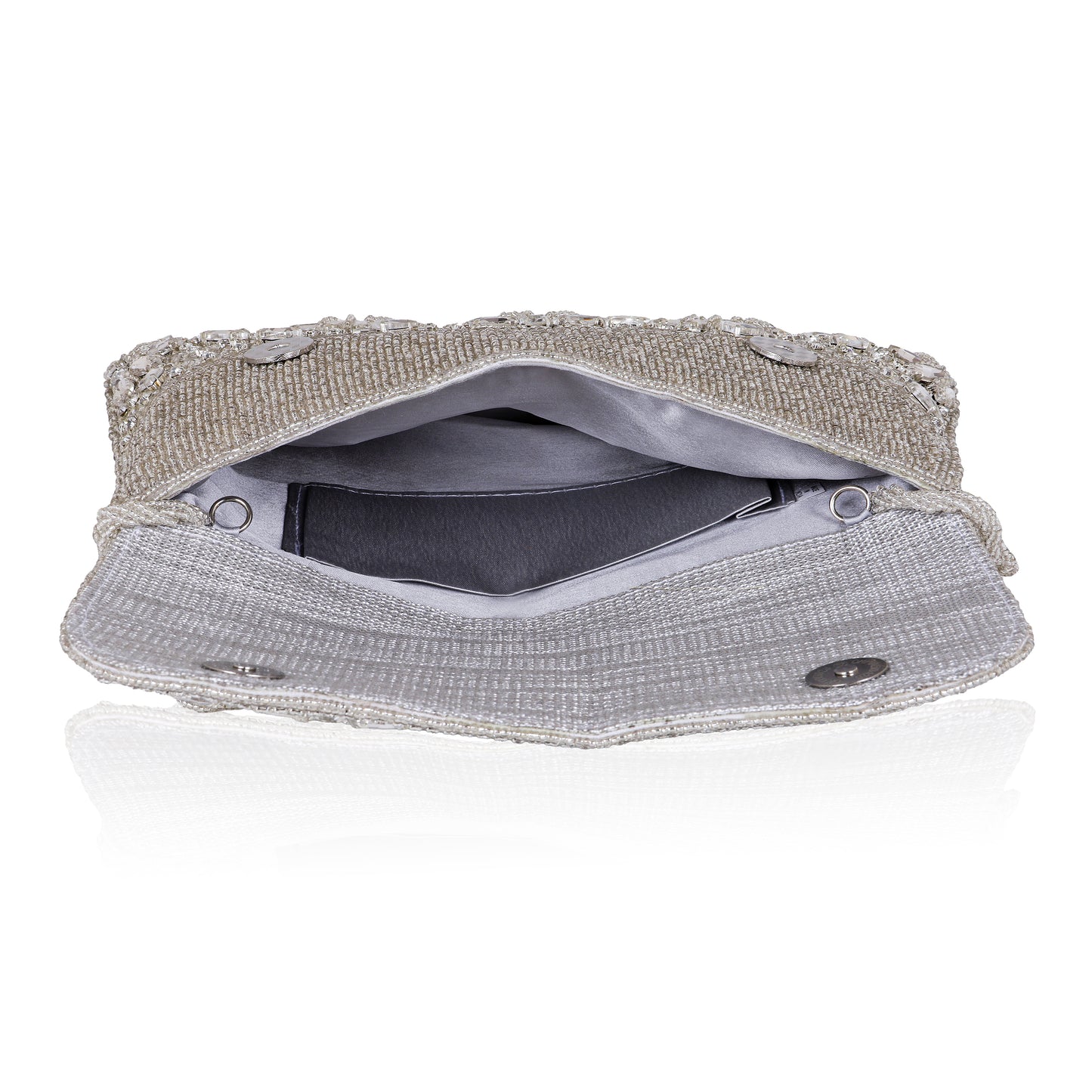 QANISHA DIYAARA – Premium Hand Zari Embroidered Bridal Clutch with Dual Carrying Options