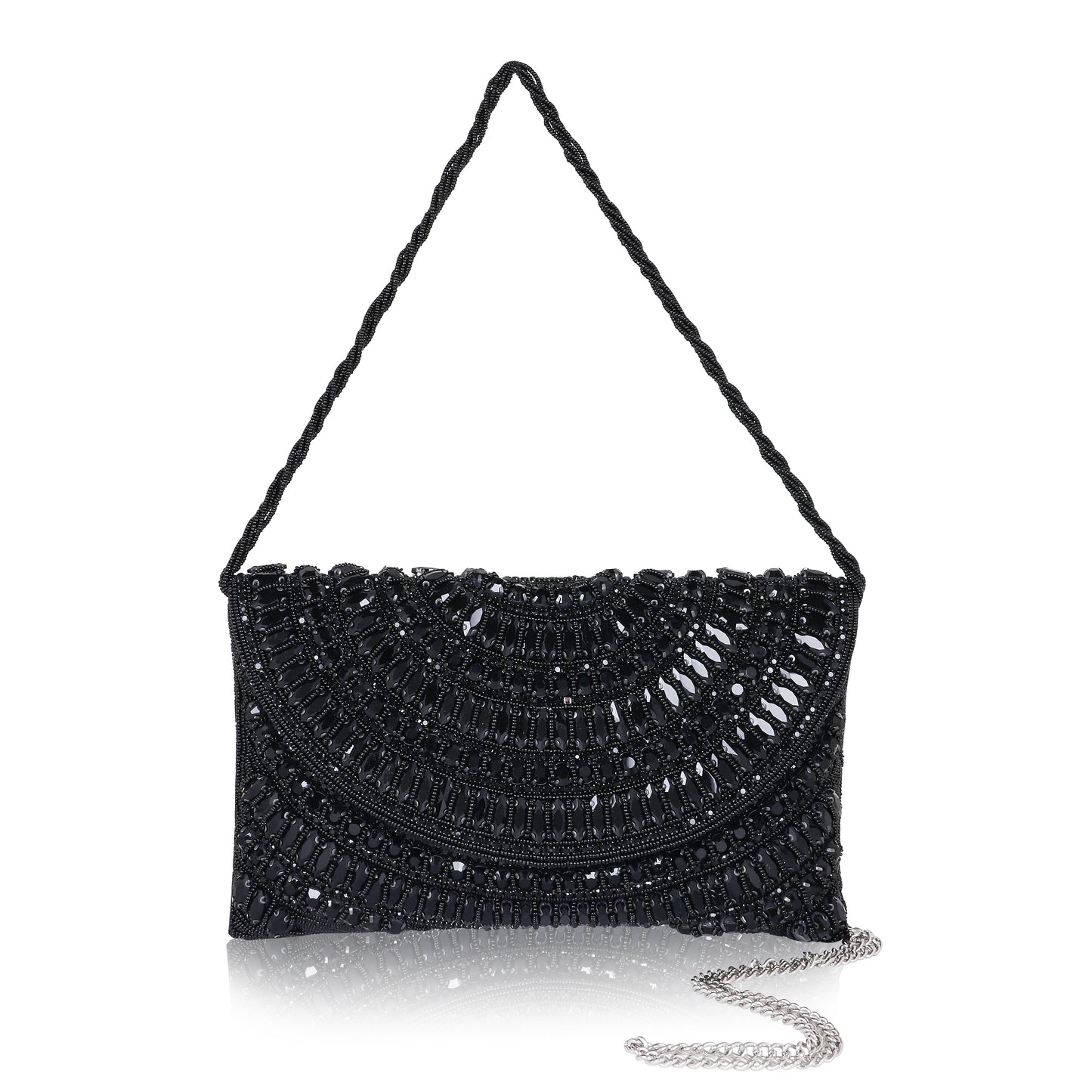 QANISHA  RUHANI – Luxury Hand-Zari Embroidered Bridal Clutch with Dual Carrying Options